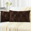 decorUhome Throw Pillow Covers 12x20 Inch Set of 2, Soft Plush Decorative Faux Fur Dark Brown Solid Couch Pillow Covers, Accent Farmhouse Neutral Lumbar Euro Pillow Cases for Sofa Bed Living Room by CozyNest Decor