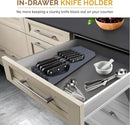 In-Drawer Knife Block - Bamboo Knife Drawer Organizer for Kitchen - Fits 5 Long + 6 Short Knives, Store Knives with Blades Pointing Down - Wooden Steak knife Holder without Knives (Grey) by CozyNest Decor