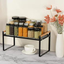 PATIKIL Kitchen Cabinet Shelf Organizer, Wood Counter Shelf Stackable Storage Shelf For Cupboard, Pantry, Corner, Under Sink - Black by CozyNest Decor