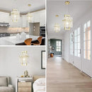 IKK Gold Crystal Pendant Light for Kitchen Island, Luxury Water Ripple Glass Chandelier Lights Fixture, Modern Elegant Adjustable Pendant Lighting for Dining Room Bedroom, E12 Bulb, L6.5'' x H11.8'' by CozyNest Decor