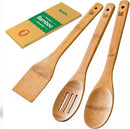 Riveira Dark Bamboo Wooden Spoons for Cooking 3-Piece, Apartment Essentials Wood Spatula Spoon Nonstick Kitchen Utensil Set Premium Quality Housewarming Gifts for Everyday Use by CozyNest Decor