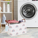 LANGYASHAN Rectangular Storage Bin Collapse Canvas Fabric Cartoon Storage Basket with Handles for Organizing Home Kitchen Boys and Girls Toys Office Closet Shelf Baskets(Rec Cloud Rainbow) by TinyTreasures Baby Boutique