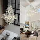 H65'' Silver Tree Branch Crystal High Ceilings Chandeliers,Modern Crystal Staircase Chandeliers, D48'' Foyer Chandelier for High Ceiling, Luxury Large Living Room Chandelier, 27-Lights by CozyNest Decor