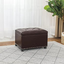 Leather Storage Ottoman Bench with Steerable Rolling Wheels, Rectangle 24 Inch Foot Rest Ottomans Stool for Living Room Bedroom (Vintage Brown) by CozyNest Decor