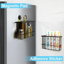 Magnetic Basket for Fridge, Magnetic Basket, Foil and Plastic Wrap Organizer with 4 Caddy Adhesive Stickers, Cabinet Storage Basket for Kitchen Wrap Food Bag Storage, Black, 2 Pack by CozyNest Decor