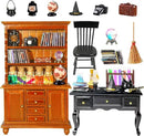 Rileryan 54 Pcs 1:12 Scale Magic Witchy House Kit Miniature Furnitures Accessories Mini Wooden Bookshelf Bookcase 30 Mini Books Desk Chair Halloween Decoration by CozyNest Decor