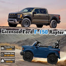 24V Ride on Car Licensed Ford F-150 Raptor, Kids Electric Car with Remote Control, LED Light/Music/MP3, Truck Bed Storage, 3-Point Seat Belt (24V, Blue) by TinyTreasures Baby Boutique