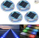 Quntis RGB Solar Deck Lights 4 Pack, 11 Lighting Modes Solar Driveway Lights Outdoor Waterproof IP68, Step and Deck Light for Outside Stair Pathway Walkway by GreenHaven Gardens