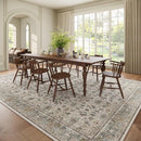 Washable 9x12 Area Rugs for Living Room, Boho Non-Slip Silicone Backing Rugs for Bedroom Dining Room Nursery Office, 0.3" Neutral Oriental Throw Carpet with 0.16" Cushioning Pad, Cream/Multi by TinyTreasures Baby Boutique