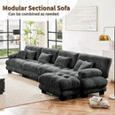 Modern L-Shaped Couch, 4-Seater Cloud Couch, Oversized Loveseat Sectional Sofa, Chenille Fabric, Grey by CozyNest Decor