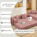 107" Oversized Convertible Sleeper Sofa Bed, Corduroy L Shape Sectional Couch, Folding Sofa Bed with Side Pocket, Modern Cloud Floor Mattress Couch, Modular Sofa for Living Room, Pink by CozyNest Decor