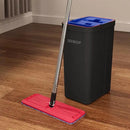 JOYMOOP Mop and Bucket with Wringer Set, Hands Free Flat Floor Mop and Bucket, with 4 Washable Microfiber Pads, Wet and Dry Use, Floor Cleaning System - Black+Red+Slate Blue by CozyNest Decor