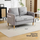 VINGLI 47" Small Couch, Linen Loveseat Sofa Light Grey Mini Couch Mid Century Modern Decor Love Seat for Small Spaces Living Room, Bedroom, Play Room by CozyNest Decor