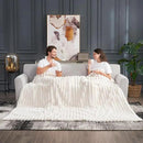 Cozy Bliss Faux Fur Throw Blanket for Couch, Cozy Warm Plush Striped Blanket for Sofa Bedroom Living Room, 60 * 80 Inches Cream White by CozyNest Decor