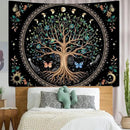 Lunerfex Tree of Life Tapastry Sun and Moon Tapastry Flower Boho Tree Mandala Wall Hanging for Bedroom and Living Room Decor Green Tree 70×90 Inches by CozyNest Decor