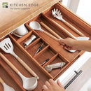 Adjustable Kitchen Drawer Organizer for Utensils and Junk, Food-Safe Contract Grade with 100% Sustainable Wood, Non-Slip, Expandable from 18.5 to 33 Inches Wide - Natural Acacia by CozyNest Decor
