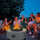 32 Inch Fire Pit Table, 3-Piece Outdoor Propane Fire Pit Table 65,000 BTU Round Gas Firepit, Wind Guard, 16 inches Tank Side Table and Baking Sheet for Garden, Patio, Grey by GreenHaven Gardens