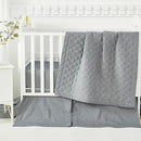 Brandream Gender Neutral Boho Bohemian Farmhouse Chic Baby Crib Bedding Set 100% Washed Cotton Like Linen Supersoft Classic Quilted Plaid Design Nursery Collection (Grey, 6-Piece) by TinyTreasures Baby Boutique