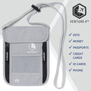 VENTURE 4TH Passport Holder Neck Wallet with RFID Blocking Nylon Lining - Hidden Neck Pouch for Travel (Silver) by TinyTreasures Baby Boutique