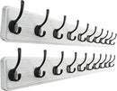 SKOLOO Rustic Wall Mounted Coat Rack, Case of 2, Pine Solid Wood Coat Hook Hanger - 10 Hooks for Hanging Clothes Robes Towels Coats