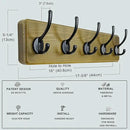 Dseap Coat Rack Wall: Patented, Heavy-Duty, 5-Double-Hooks Wooden Wall Mounted Coat Rack Coat Hanger Hook Rail for Winter Coats Hat Jacket Clothing, Weathered Green, Pack of 2 by CozyNest Decor