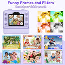 Instant Camera, Instant Print Camera for Kids with 1080P Videos, Front Rear Dual Selfie, 3 Rolls Print Paper & 32GB SD Cards, Christmas Birthday Gifts for Girls Age 3-12 by TinyTreasures Baby Boutique
