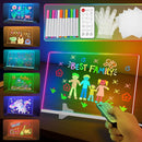 LED Note Board with Colors, Glass Led Drawing Board with 12 Colors & 320 Dynamic Effects, Light Up Drawing Board with 12 Pens, Cleaning Cloth & Gloves, 11.81’’X7.87’’ by TinyTreasures Baby Boutique