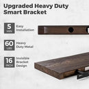RICHFOCUS Live Edge Elm Floating Shelves - 55" W x 9.3" D Rustic Solid Wood Wall Shelves with Invisible Bracket, Wall-Mounted for Living Room, Bedroom, Kitchen Storage & Display, Set of 1, Walnut by CozyNest Decor