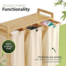 Laundry basket with wheels beige - Large Bamboo Laundry Sorter with Removable Cotton Bags - 3 Section laundry room organization - Durable, Eco-Friendly, and Stylish Storage Solution for Home by CozyNest Decor