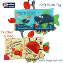 Fish Baby Book 0-6 Months,Touch Feel Cloth Crinkle Books for Babies,Infant Baby Toys 6-12 Months,Learning Education Soft Sensory Mirror Toy,Shower Gifts Easter for Boys Girls-Teether by TinyTreasures Baby Boutique