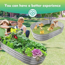 72X36X12 Inches Oval Galvanized Metal Garden Raised Bed/Plant Box for Planting,36 Inches Diameter Metal Fire Pit Ring,Small Animal Fence-3 in 1 Modular Design in Silver (6X3X1 FT, Oval) by GreenHaven Gardens