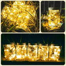 Solar Mason Jar Lights [Updated], 8 Pack 20 LED Waterproof Fairy Firefly Jar Lids String Lights with Hangers(NO JARS), Patio Yard Garden Wedding Decoration - Warm White by GreenHaven Gardens