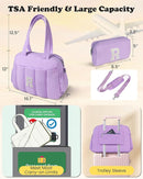Initial Duffle Bag, Carry On Bags for Women，Gift Idea for Women Her-Overnight Bag with Wet Pocket，Lightweight Travel Bags Personalized Gym Tote with Makeup Pouch by TinyTreasures Baby Boutique