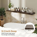 RICHFOCUS Elm Floating Shelves for Wall - 48" W x 9.3" D Rustic Solid Wood Shelves with Invisible Bracket, Wall-Mounted for Living Room, Bedroom, Kitchen Storage & Display, Set of 1, Walnut by CozyNest Decor