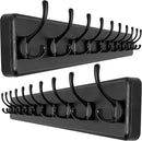 SKOLOO Rustic Wall Mounted Coat Rack, Case of 2, Pine Solid Wood Coat Hook Hanger - 10 Hooks for Hanging Clothes Robes Towels Coats by CozyNest Decor