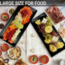 Long Melemine Serving Tray, 17.3x8x1.5 in Serving Platters and Trays for Appetizer, Charcuterie, Bread, Fruit, Dessert, Set of 2, Black by CozyNest Decor