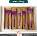Utoplike Acacia Kitchen Drawer Organizer Expandable, Large Utensils and Cutlery Tray, Adjustable Silverware Divider for Knives Flatware by CozyNest Decor