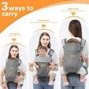 Baby Carrier Newborn to Toddlers - Ergonomic Adjustable Soft Breathable Comfort Infant Carrier for 7-35lbs, Enhanced Support, Easier to Wear (Grey) by TinyTreasures Baby Boutique