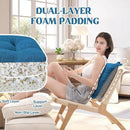 puredown® Chair Cushions for Dining Chairs, Tufted Memory Foam Chair Pads with Non-Slip Backing, Kitchen Seat Cushions with Ties, Washable Seat Pads Set of 4, 15.5" x 15.5" x 4", Navy by CozyNest Decor