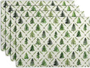 Sage Green Pine Tree Christmas Placemats Set of 4 Xmas Farmhouse Rustic Style Print Place Mat Seasonal Winter Holiday Linen Table Mats for Indoor Outdoor Kitchen Dining Party Decor by CozyNest Decor