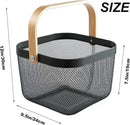 2 Pack Garden Harvest Baskets, Picnic Baskets with Durable Metal Mesh and Bamboo Handle, Perfect for Shopping, Gardening, Picnics, and Organizing by GreenHaven Gardens