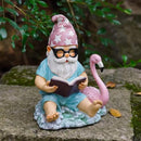 Gnome Statue Garden Decor, Resin Gnome and Flamingo Figurines Outdoor Decorations for Yard Art Porch Lawn Ornaments, Unique Housewarming Gifts by CozyNest Decor