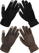Geyoga 2 Pairs Women's Winter Touch Screen Gloves Soft Warm Fleece Lined Knit Elastic Cuff Winter Texting Gloves by TinyTreasures Baby Boutique