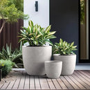 Kante 18",14",10" Dia Concrete Round Planters (Set of 3), Outdoor Indoor Large Planter Pots with Drainage Hole and Rubber Plug for Home Patio Garden, Light Gray by GreenHaven Gardens