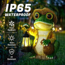 Large Frog Garden Statue, 13.3 Inches Tall, Resin Frog Decor with Solar Lantern for Outdoor Decoration and Housewarming by CozyNest Decor