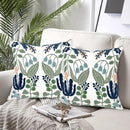 Alysheer Summer Floral Embroidered Decorative Throw Pillow Covers 18"x 18" Set of 2, Farmhouse Navy Blue Flowers Green Leaves Tufted Patterned Cotton Cushion Cases for Couch Bed Living Room Decor by CozyNest Decor