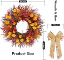 CYANBLOOM Fall Front Door Wreath: 24 Inch Large Burgundy Boxwood Eucalyptus Wreaths with Maple Bow for Rustic Farmhouse Decor - Weatherproof Outdoor Indoor All Season - Thanksgiving Halloween Decor by CozyNest Decor
