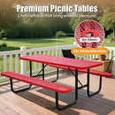 6FT Metal Picnic Tables for Outdoors, Commercial Rectangular Picnic Table and Bench Set for Outside, Patio, Garden, Backyard, Porch, Surface Mount, Red by GreenHaven Gardens