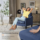 VINGLI Mid Century Modern Accent Chair, Navy Blue Fabric Accent Chairs for Living Room, Upholstered Armchair with Scooped Arms for Bedroom, Apartment, Studio, Office, Waiting Room by CozyNest Decor
