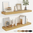 fuqing Floating Shelves for Wall, Bathroom Shelf Wall Mounted for Storage, Shelves with Invisible Bracket for Bedroom, Kitchen, Living Room, Farmhouse Small Book Shelf, 32 Inch Set of 2, Oak by CozyNest Decor